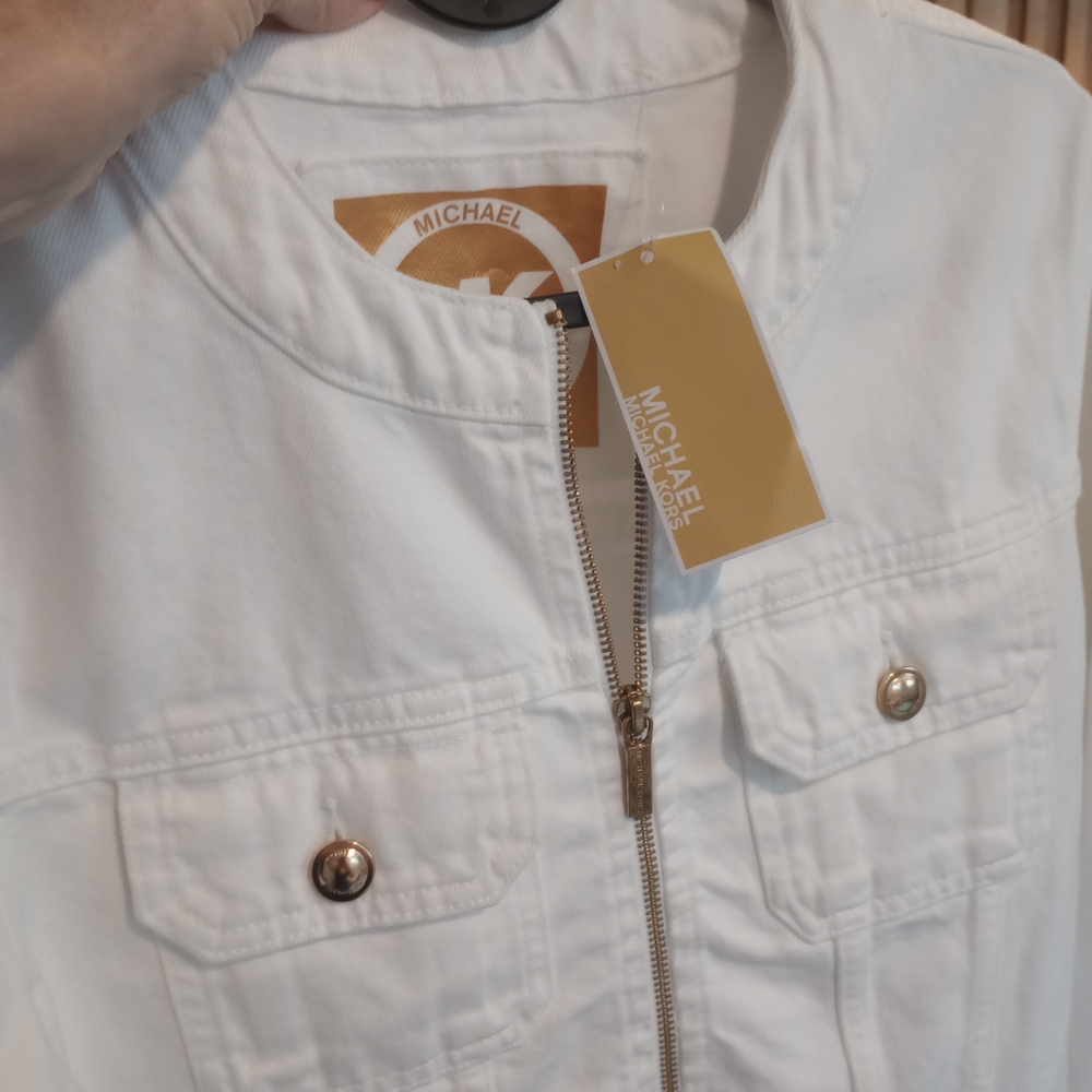 NWT Michael Kors White Jean Jacket - Picture 7 of 16